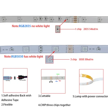 LED Strip Světla RGB 2835 Dekorace 3Key Ovládací Kabel USB Flexibilní Lampa Pásky Diod DC5V psací Stůl Podsvícení 5M Pásky Osvětlení
