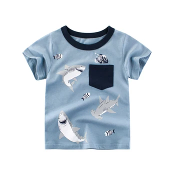 BINIDUCKLING 2020 Baby Boys Děti Oblečení Set Letní Žralok Potištěné Bavlny s Krátkým Rukávem T-Shirt+Kalhoty Oblek Batole Chlapec Oblečení