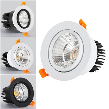 LED Reflektor, Stropní svítidlo AC85-265V 3W 5W, 7W 12W 15W Hliníkové zapuštěné COB downlight kolo led panel, světlo, Vnitřní Osvětlení