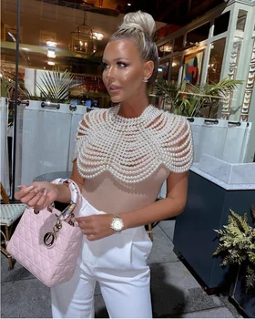 Celebrity obvaz šaty 2020 nové módní vintage vestios nádherný perlový šál čistě ruční práce celebrity party club elegantní šál