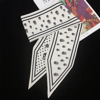 Lebka Hubená Šátek 2020 Design, Hedvábný Šátek Ženy Luxusní Značky Jemné Hedvábí Ženy Šátek Módní Černobílá Taška Šátky Pro Dámy