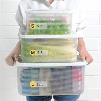Velká Kapacita Lednice Organizátor Klasifikace Plastový Úložný Box Ovoce, Zeleniny, Suchých Uzavřených Brankář Lednice Organizátor