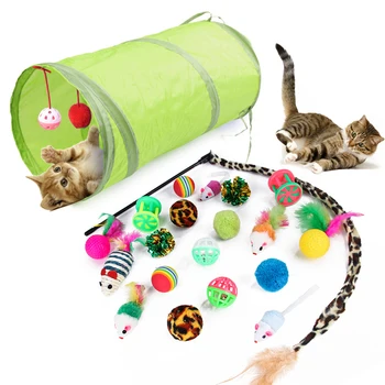 Hračka pro kočky 21Pcs/Set Pet Kit Skládací Tunel Kočka, hračka, Zábava Bell Peří Myši Tvar Pet Kotě, Pes, Kočka Interaktivní Hra Dodávek