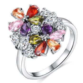 Módní Romantické Květinové Zásnubní Prsten pro Ženy s Stříbrná Barva Zirkony Prsteny pro Party Šperky Příslušenství Anillos