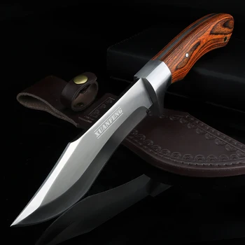 Venkovní nůž, kožené pouzdro krátký nůž přežití nůž camping multifunkční nože oblasti sebeobrany nožem