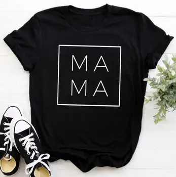 YEMUSEED Ženy T-shirt MAMA Tisk Tee shirt Ležérní Topy O-Neck T-shirt FFV246