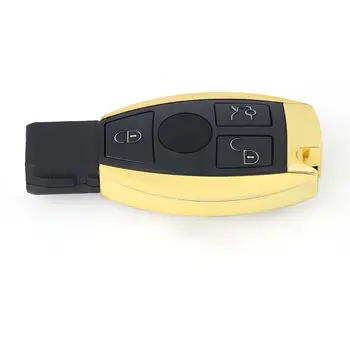 KEYECU Zlaté Vodotěsné Remote Shell pro Mercedes-Benz 2005-2008 Rok Malé Pcb Deska(Malé Tlačítko Se Světlem) 2 Battries.
