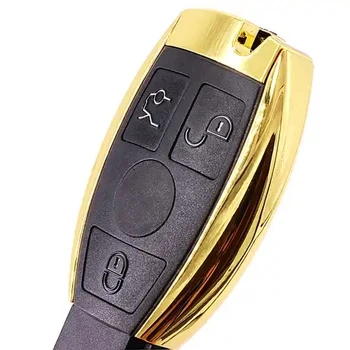 KEYECU Zlaté Vodotěsné Remote Shell pro Mercedes-Benz 2005-2008 Rok Malé Pcb Deska(Malé Tlačítko Se Světlem) 2 Battries.