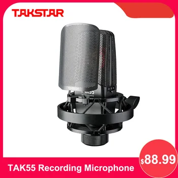 TAKSTAR TAK55 Profesionální Nahrávací Mikrofon 3 Pickup Vzory s Uchycení Tlumiče a přední Sklo Nízký Šum na Pozadí