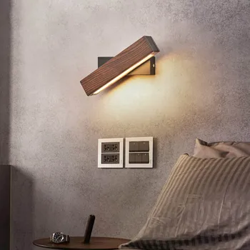Moderní Nordic Masivního Ořechového Dřeva Nástěnné Svítidlo AC110-240V LED Nástěnná Svítidla Vnitřní Otáčet Nástěnné Svítidlo pro Obývací Pokoj Ložnice Noční