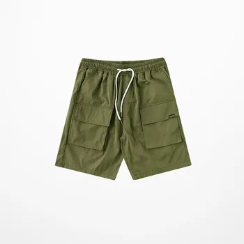 Nové Letní kalhoty se šlemi Pánské Šortky Černá Zelená Barva Volný čas Japonském Stylu Krátké Kalhoty Mužské Mutil Kapsy Beach Šortky Muži Kpop