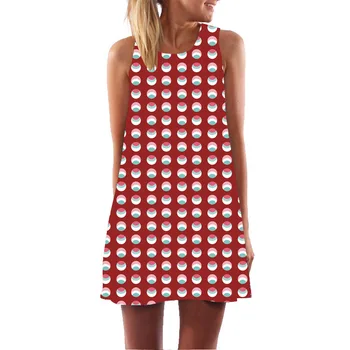 Ženy 3D Pruhované Dot Tisk bez Rukávů-Line Šaty Letní Nové O-Neck Casual Loose Módní Dovolenou na Pláži Vestidos Streetwear XXL