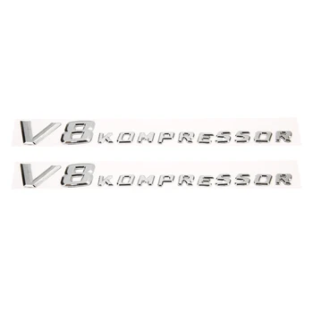 2KS V8 Kompressor Dopis Auto Znak Odznak Chrom Boční Nárazník Nálepka 3D Design Pro Mercedes