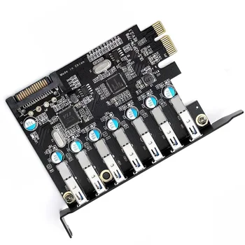 Pcie Až 7 Usb Port Superspeed USB 3.0 PCI-E Express Rozšiřující Adaptér Hub Karta S SATA 15P Napájecí Kabel, Konektor Pro stolní počítače
