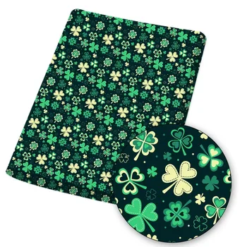 St. Patrick je Den Polyester Bavlněné Tkaniny Zelené Listy Tištěné Tkaniny DIY Šití Domácí Textilní Oděvní Materiál 45*145cm 80g