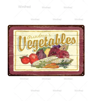 Kuchyně Kovové Plechové Znamení, Plakát Zeleniny Vintage Kovové Plakety Farmě Restaurace Dekorativní Talíře Retro Žehlička Obraz 20x30cm