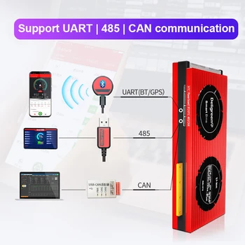 Bluetooth BMS 16 80A 100A 120A LiFePO4 Baterie Smart BMS pro 58.4 V Baterie s technologií Bluetooth MŮŽE komunikace s ost UART RS485