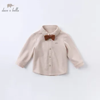 DB14856 dave bella podzim dítě chlapci vyměnitelné luk solidní trička kojenecké batole topy děti kvalitní oblečení