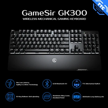GameSir GK300 Bezdrátové Mechanická Herní Klávesnice Bluetooth A 2,4 GHz Bezdrátové Hliníkové Slitiny Herní Klávesnice s Zápěstí Rest