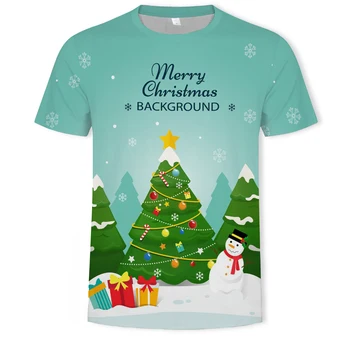 2020 Vánoční 3D tisk módní pánské a dámské-krátký rukáv T-shirt měkký materiál, venkovní ležérní volné pánské T-shirt