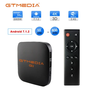 GTmedia G1 Android 7.1 TV Box 1GB RAM 8GB ROM Ultra HD 1080P H. 265 4K pro Google gtplayer Player Store, Youtube, Smart Set-Top Box