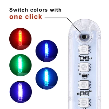DC5V RGB USB Mini LED Noční Světlo Přenosné 7 Barev Atmosféra Lampy USB Barevných Světel S Tlačítkem Přepínat Barvu Světla Ovládání