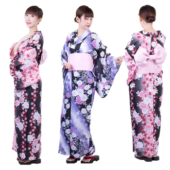 Tradiční Japonské Yukata Kimono Šaty pro Ženy Haori Květinové Třešňové Cosplay Kostýmy Asijské Dlouhé Župany Pyžama Oblečení