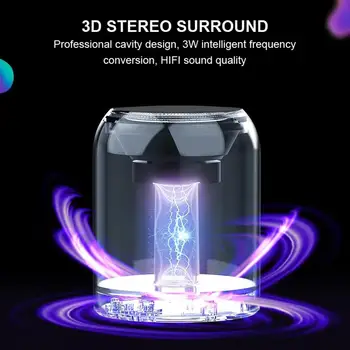 Bezdrátové Bluetooth 5.0 Reproduktor Mini Audio-vizuální Reproduktor S Barevnými Dýchání Atmosféru Světla Vodotěsný Reproduktor