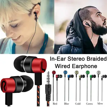 Módní In-Ear Stereo Sluchátka Opletené Drátem Headset sportovní sluchátka Drátové Ovládání Super Bass Univerzální