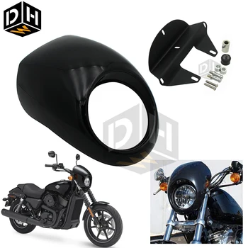 Černý Světlomet Kapotáž Pro Harley Přední Vidlice Montáž Dyna Sportster XL883 1200