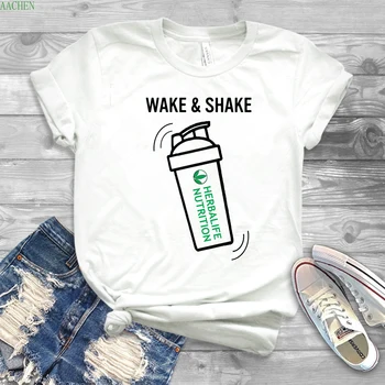 Wake & Shake Herbalife Ženy T Košile Vtipné Herbalife Tričko Ženy Ležérní Dámské Fitted Tee T-Shirt Harajuku Topy Camisas Mujer