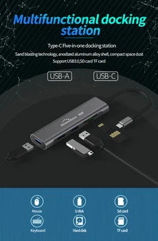 5 v 1 USB Typu C 3. 1 Dokovací Stanice Converter 3 USB Port, Adaptér Micro SD TF Card Reader Pro, iMac, POČÍTAČ, iPad, Pro Android