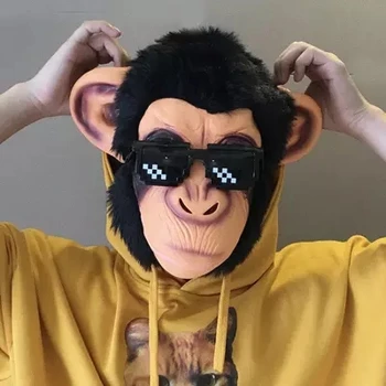Legrační Realistické Opičí Hlavu Obličejovou Maskou Pro Dospělé Opice Prodyšná Maska Halloween Maškarní Maškarní Cosplay Party Rekvizity