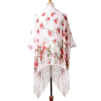 2020 Jaro Léto Nové Plážové Kimono Šaty Ženy Módní Květinový Tištěný Viskóza Echarpe Šály Pončo SFN263