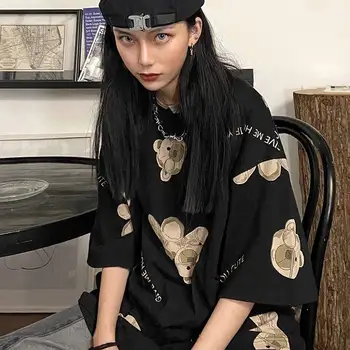 2020 Japonsko Bear T Košile Ženy Anime Harajuku Tričko Streetwear Letní Roztomilé Černé T Košile Ženy Kawaii Japonsko Košile Topy Dívka