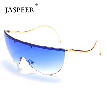 JASPEER Módní Nadrozměrné sluneční Brýle bez Obrouček Ženy, Jeden Kus Steampunk UV400 Řidičské Brýle Odstíny Brýle Módní Brýle