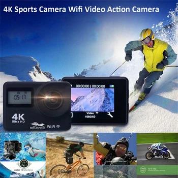 Dotykový Displej 4K Akční Kamera 4K WIFI 170D Sportovní Kamera 12MPX Jít Vodotěsné Pro cam Sportovní DV Kamera na Helmu Dálkové Ovládání