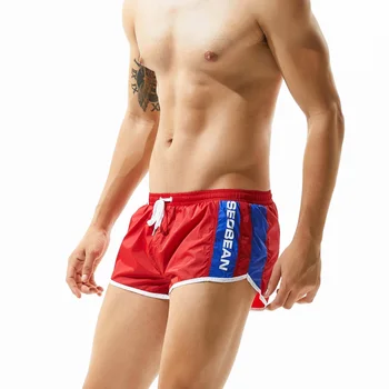 Bílé modré červené pruhované pevné plavky rychleschnoucí plavky muži maillot de bain homme sport lano beach šortky muž bikiny gay 291