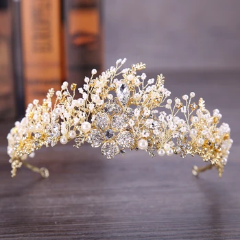 Stříbrná Barva Crystal Květinové Koruny Pro Nevěstu Luxusní Barque Koruna Svatební Vlasy Příslušenství Nevěsta Čelenka Svatební Čelenka Čelenka
