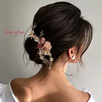 YouLaPan HP190 Květ Čelenka Svatební Čelenky Vlasy Šperky 2020 Západní Módě Svatební Čelenka Květinová Pearl Vlasy Příslušenství