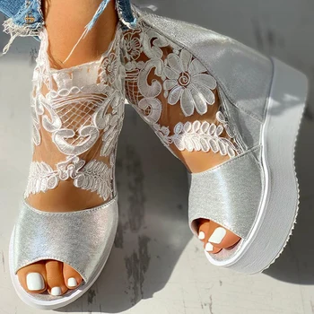 Jarní Dámské Sandály Vysoký Podpatek Casual Etnické Open Toe Klíny Platformy Výška Zvyšující Se Robustní Dámy Boty Zapatos De Mujer