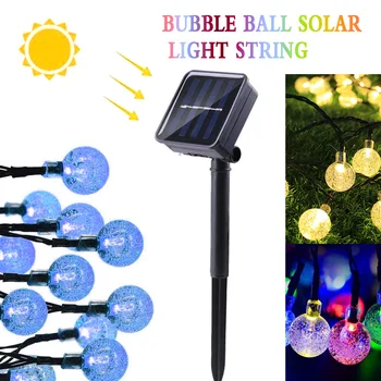 10M Solární Lampa Křišťálová Koule LED String Světla, Flash IP65 Vodotěsné Víla Garland Pro Venkovní Zahrada Dovolenou Svatební Dekorace
