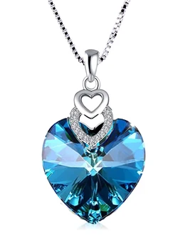 925 Sterling Silver Přívěsek Náhrdelník Crystal od Swarovski Tvaru Srdce Tajemné Hypoalergenní Den matek Dárky