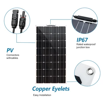Xinpuguang Solární panel 100w 12V flexibilní pro domácí venkovní RV Vodácký Kemp Nabíječka Monokrystalického Křemíku vodotěsné