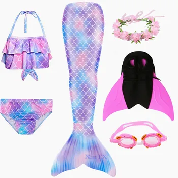 NOVÉ Příjezdu Mermaid ocasy s Monofin Ploutve Flipper mořská panna Bikiny Plavky koupání pro Dívky můžete přidat Flipper Pro Plavky