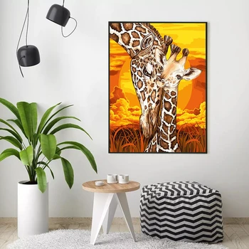 HUACAN Malování Podle čísel Žirafa Kreslení Na Plátně Ručně malovaný Obraz Umění Dárek DIY Obrázky Podle Počtu Zvířat Soupravy Home Dekor