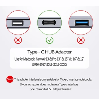 USB 3.1 Typ-C Rozbočovač HDMI 4K rozhraní Thunderbolt 3 s USB C Hub Hub 3.0 TF SD Reader Slot PD pro MacBook Pro Air 2020 M1 Čip