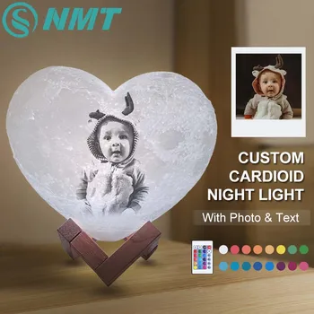 Dropshipping Vlastní 3D Srdce Noční Světlo USB DIY Měsíc Noční Lampa Pro Svatby, Vánoční Dárek, Text A Foto