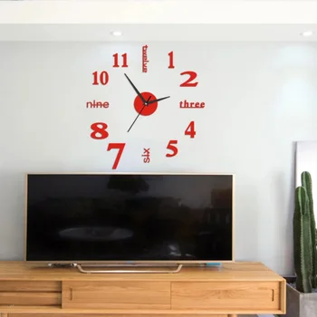 Domů,samolepka na zeď/anglicky čísla DIY malé clock red/Moderní,Nálepky,Nástěnné Hodiny,Home & Kitchen,Roman,kutily,Zrcadla