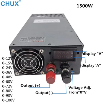 CHUX 0-12V 15V 24V 36V 48V 60V 72V 80V 90V 100V AC DC LED displej Spínaný zdroj 1000W 1200W 1500W 2000W